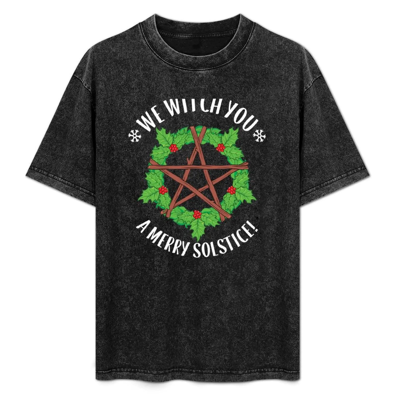 Yule Pagan We Witch You A Merry Winter Solstice product T-Shirt Basic Solid Color Short Sleeve T-Shirt