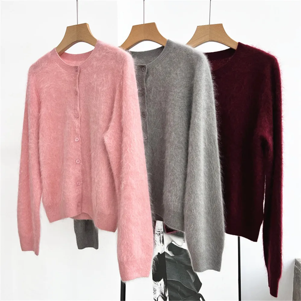 Kaschmir gebürstete Strickjacke Jacke Pullover Frauen Herbst und Winter langärmelige Strickpullover Mode vielseitig