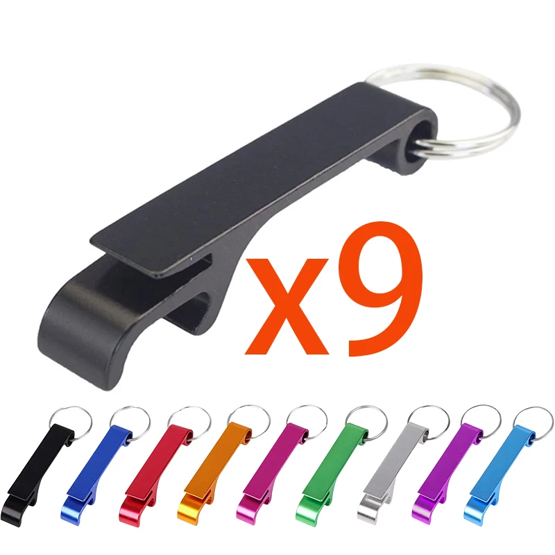 

9Pcs Metal Bottle Opener Split Key Ring Chain Keychain Aluminum Pocket Bar Soda Beverage Beer Bottle Opener