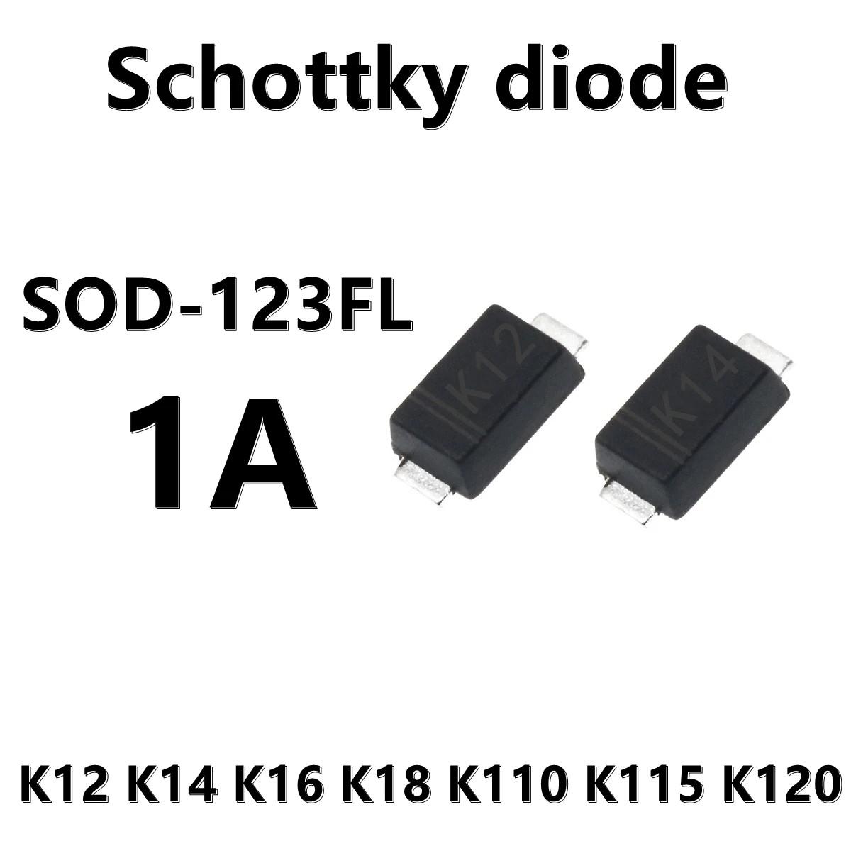 (50pcs) K12 K14 K16 K110 K120 SMD 1A Schottky Diode SOD-123FL