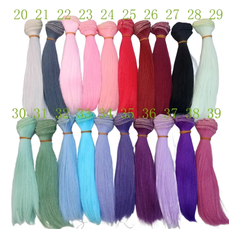 1 Piece of 15 Cm 25 Cm Straight Hair Red Green Blue Color Doll Wig Handmade DIY Accessories Heat-resistant Doll Hair