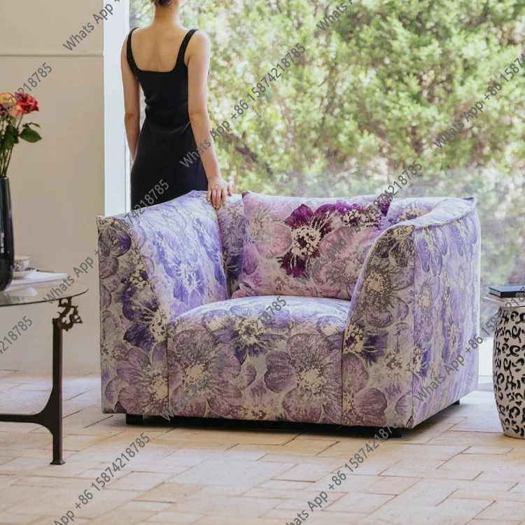Purple Italian medieval single sofa living room light luxury sofa chair design
