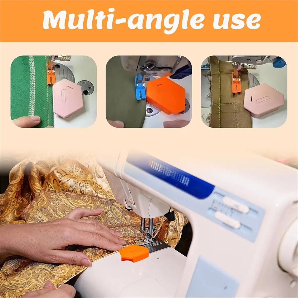 6 Pcs Magnetic Seam Guide for Sewing Machine, Multi Polygonal Hemmer Guide with Scale, Universal Sewing Supplies