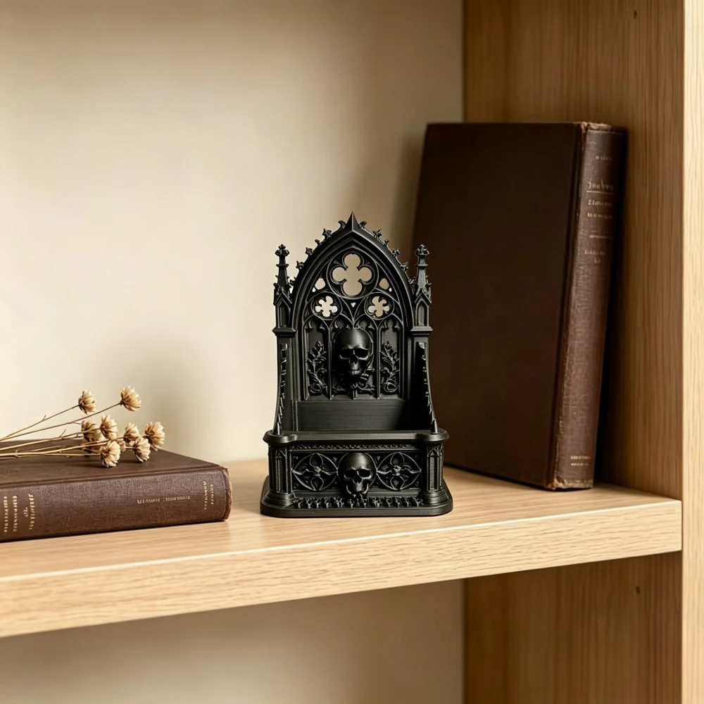 Dark Gothic Throne Castle Figurine Desktop Home Office Desk Decor Medieval Sculpture Black White Gift 3D Printed