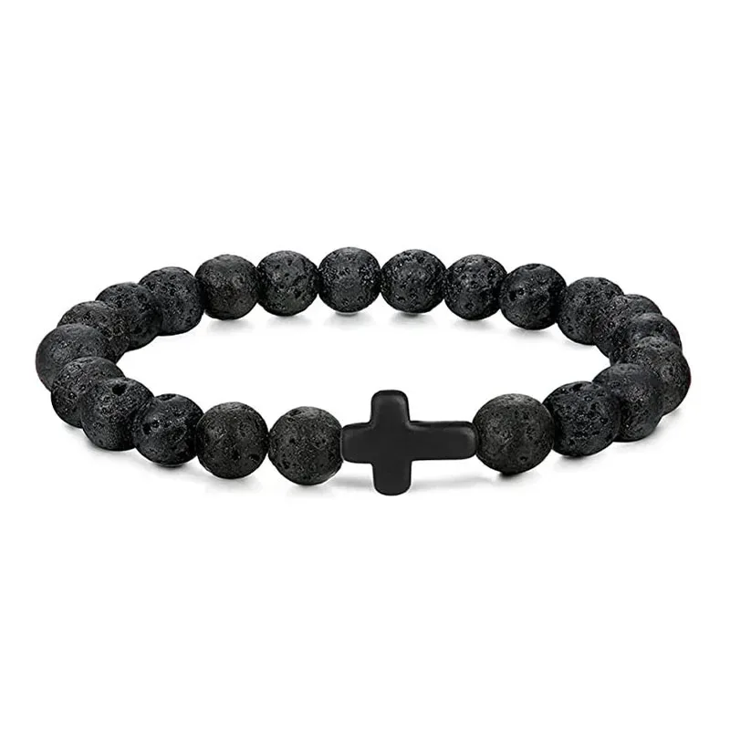 Gebet Männer Naturstein Holz Perlen Rosenkranz Hämatit Kreuz Armbänder Onyx Meditation Armband Frauen Yoga Schmuck Homme Pulsera – Detail 8