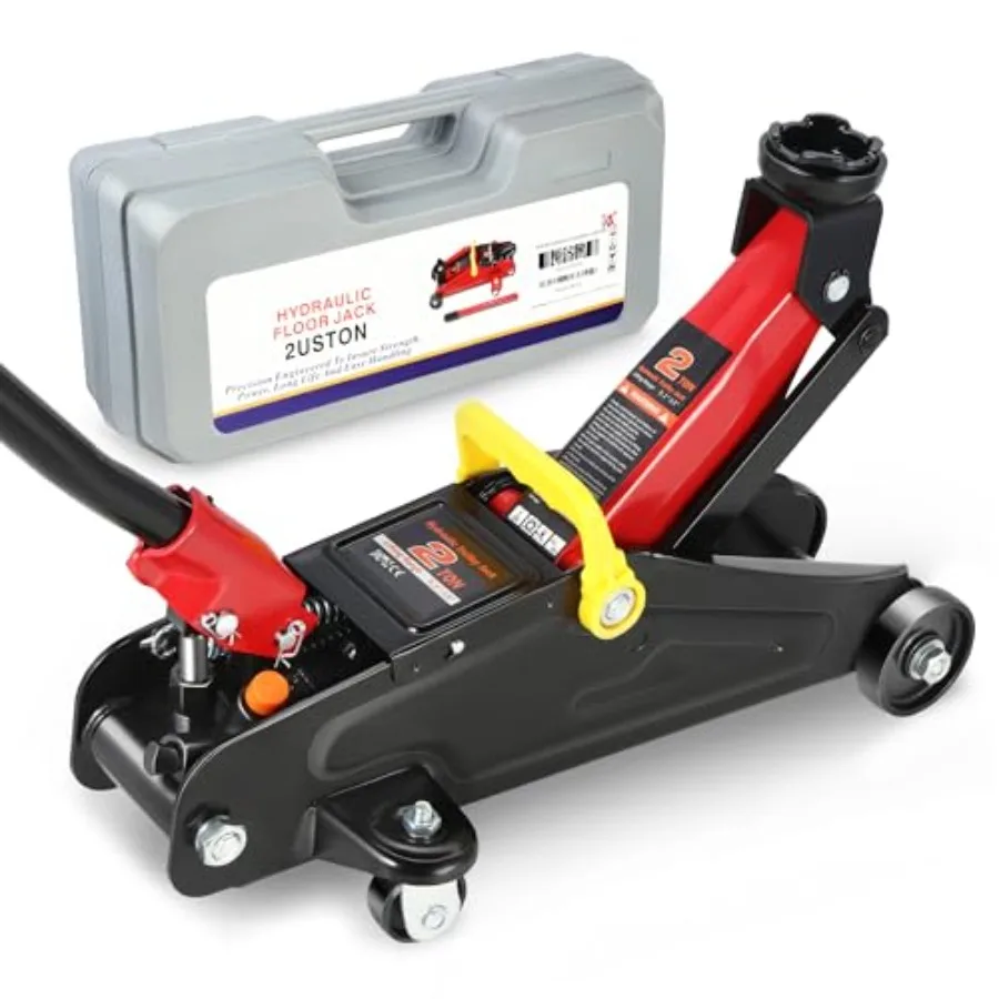 

Low Profile Hydraulic Trolley Service/Floor Jack 2 Ton 4000 lbs Ccity Lifting Range 5.1"-13" Black PM-TOL-FJ20-BK