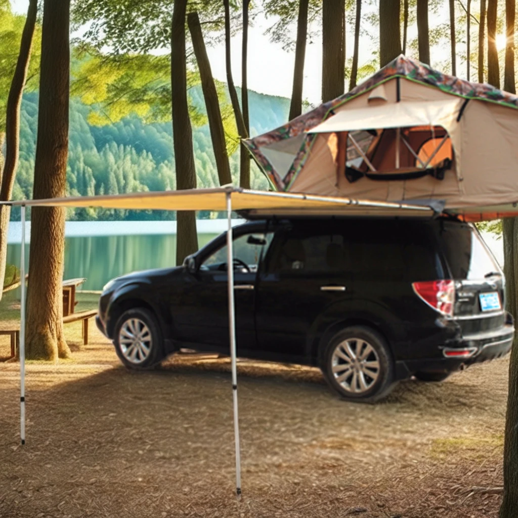 

Outdoor Luxury Family Tent for Camping 4WD Car Side Retractable Awning Aluminum Pole Single Layer 3m Oxford Polyester Fabric