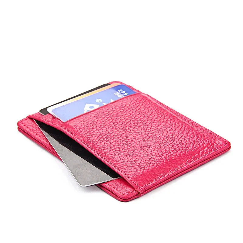 

Genuine Leather Card Wallet for Men Women RIFD Short Multi-card Card Holder Money Purse Clear ID Window Bank Credit Card Bag