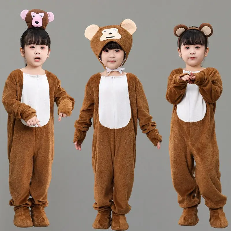 

Brown Little Monkey Costume For Children Kids Kindergarten Animal Performance Clothing Dance Clothes