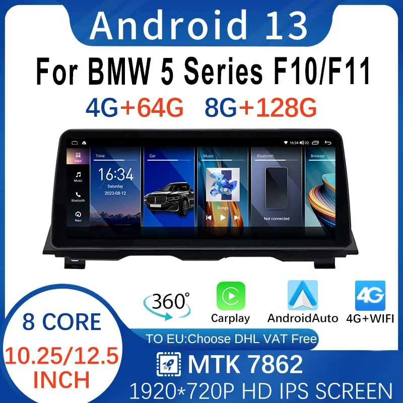 

12.5" 8+128G Android13 MTK7862 Central Multimedia Player For BMW 5 Series F10 F11 Vehicle Intelligent Screen GPS Navigation WIFI