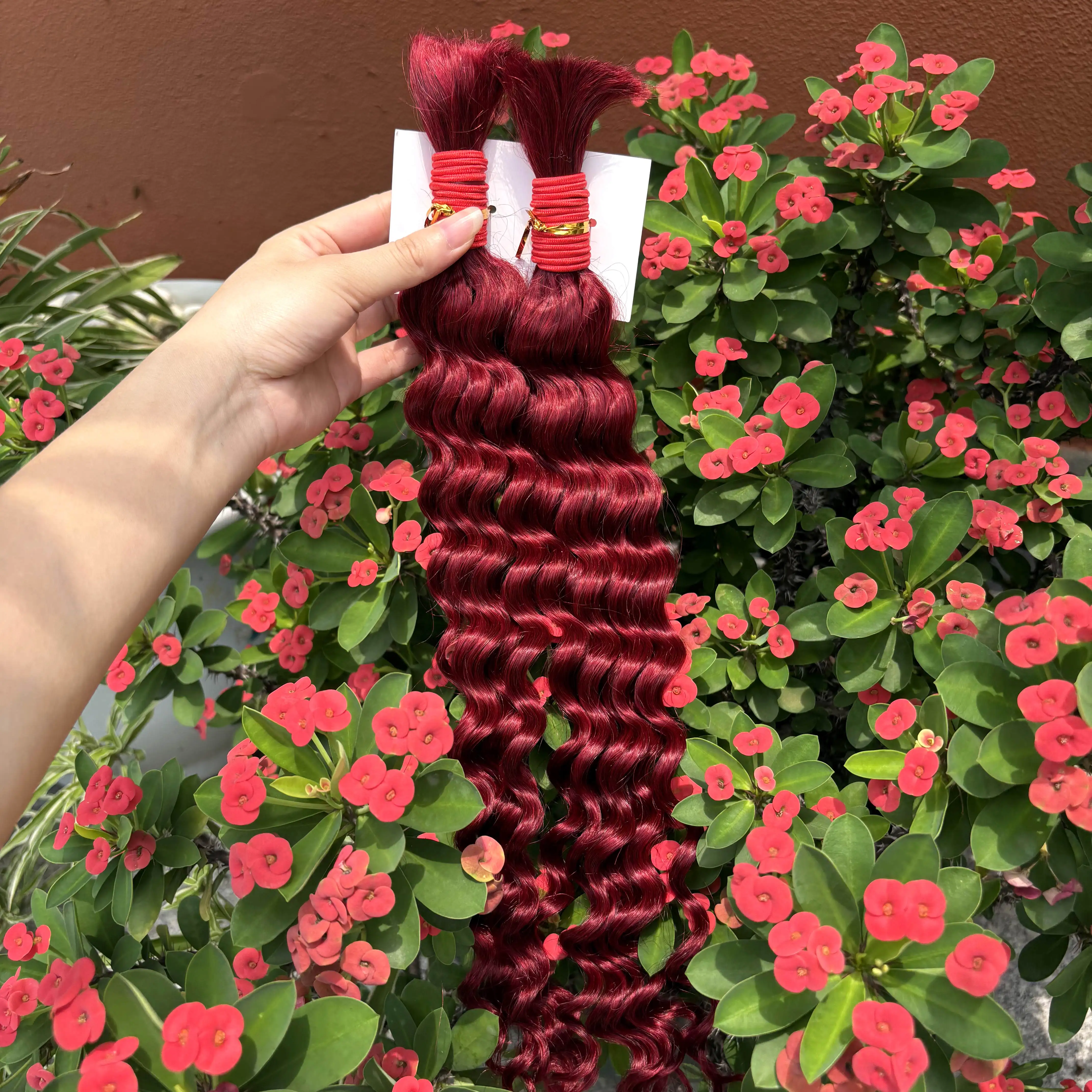 22 24 inch diepe golf bulk menselijk haar voor boho vlechten geen inslag gekleurd 100% 12A menselijk haar bulk krullende extensions voor vlechten - afbeelding 1