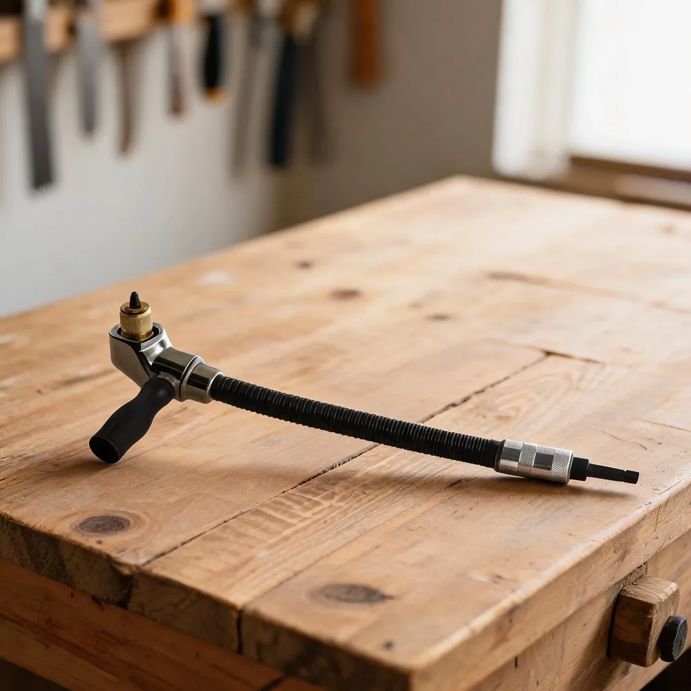 90 Degree Right Angle Drill Adapter with 6.35mm Hex Input for Power Tools Used in Drywall Anchoring and Frame Securing