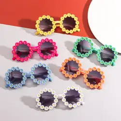 Sun Flower Sunglasses For Children Round Summer Travel Shades Boys Girls Lovely Eyewear Kids Baby UV Protection Oculos De Sol