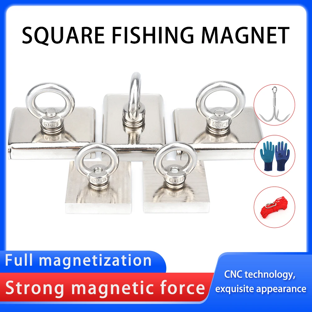 Square Salvaging Strong Magnetic Magnet Anti-collision Deep-sea Magnet Detachable Salvaging Magnets Rectangular Magnetic Block