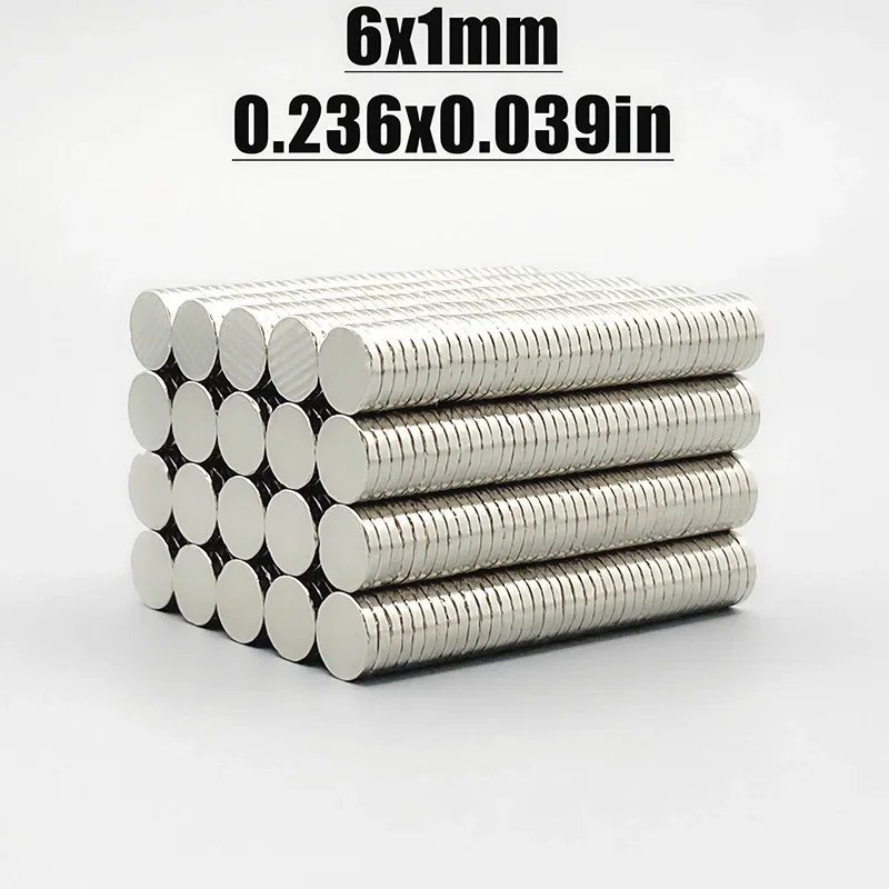 20~5000Pcs 6x1 mm Thin Neodymium Strong Magnets 6mm x 1mm Permanent Small Round Magnet 6x1mm Powerful Magnetic Magnet 6*1 mm N35