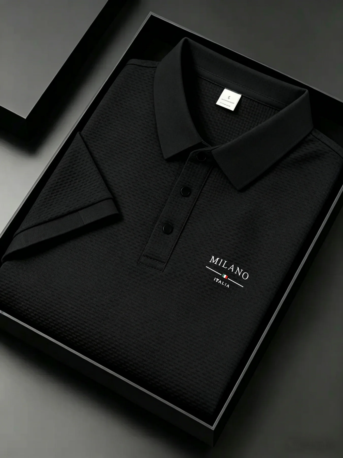 Men's Milano Italia Letter Jacquard Polo Shirt Breathable Quick Dry Casual Business Daily Short Sleeve Top