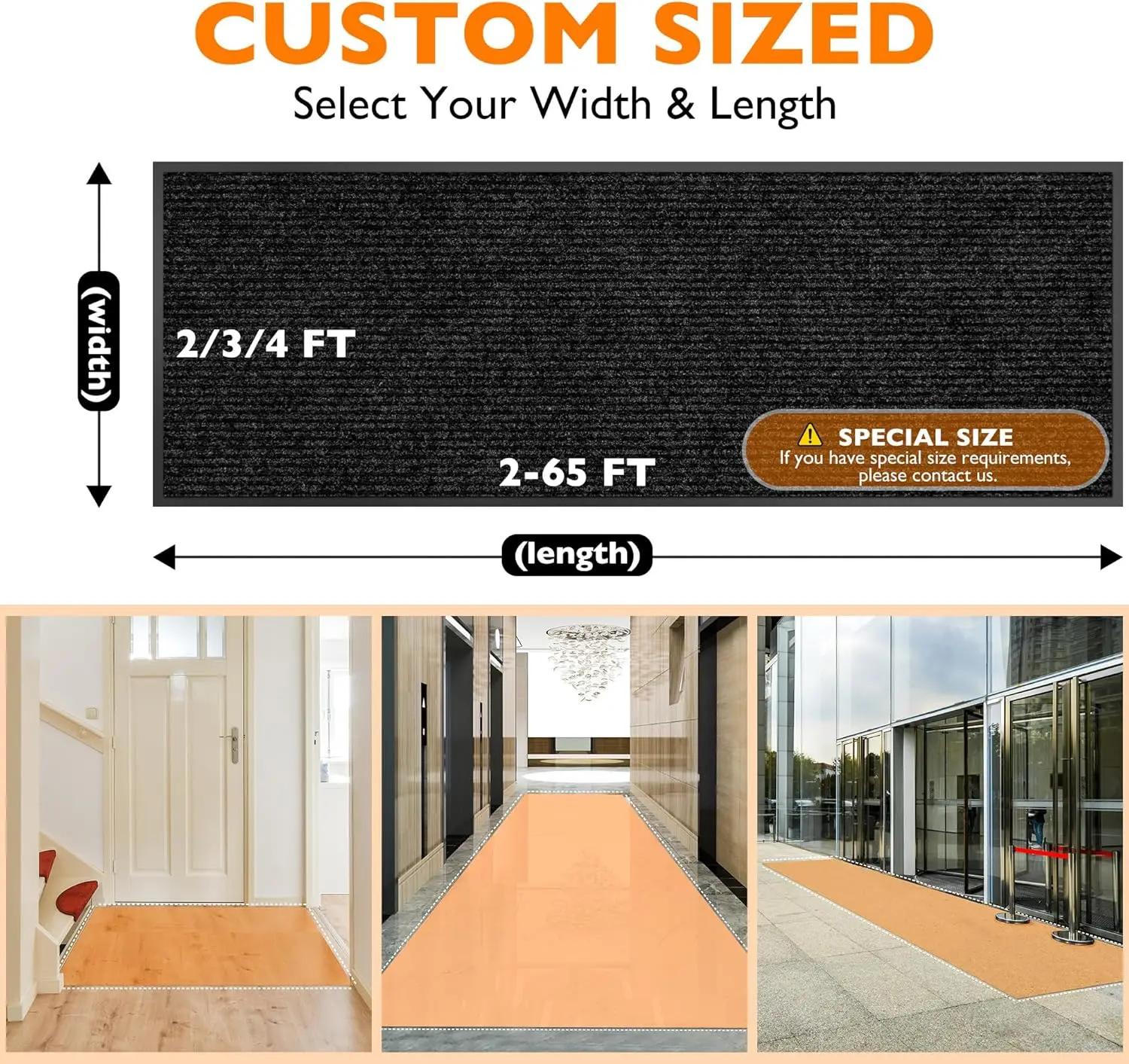 Commercial Door Mat Heavy Duty Floor Mat, Nonslip Rubber Backing, Large Door Mat for Indoor Entrance or Business Entryway