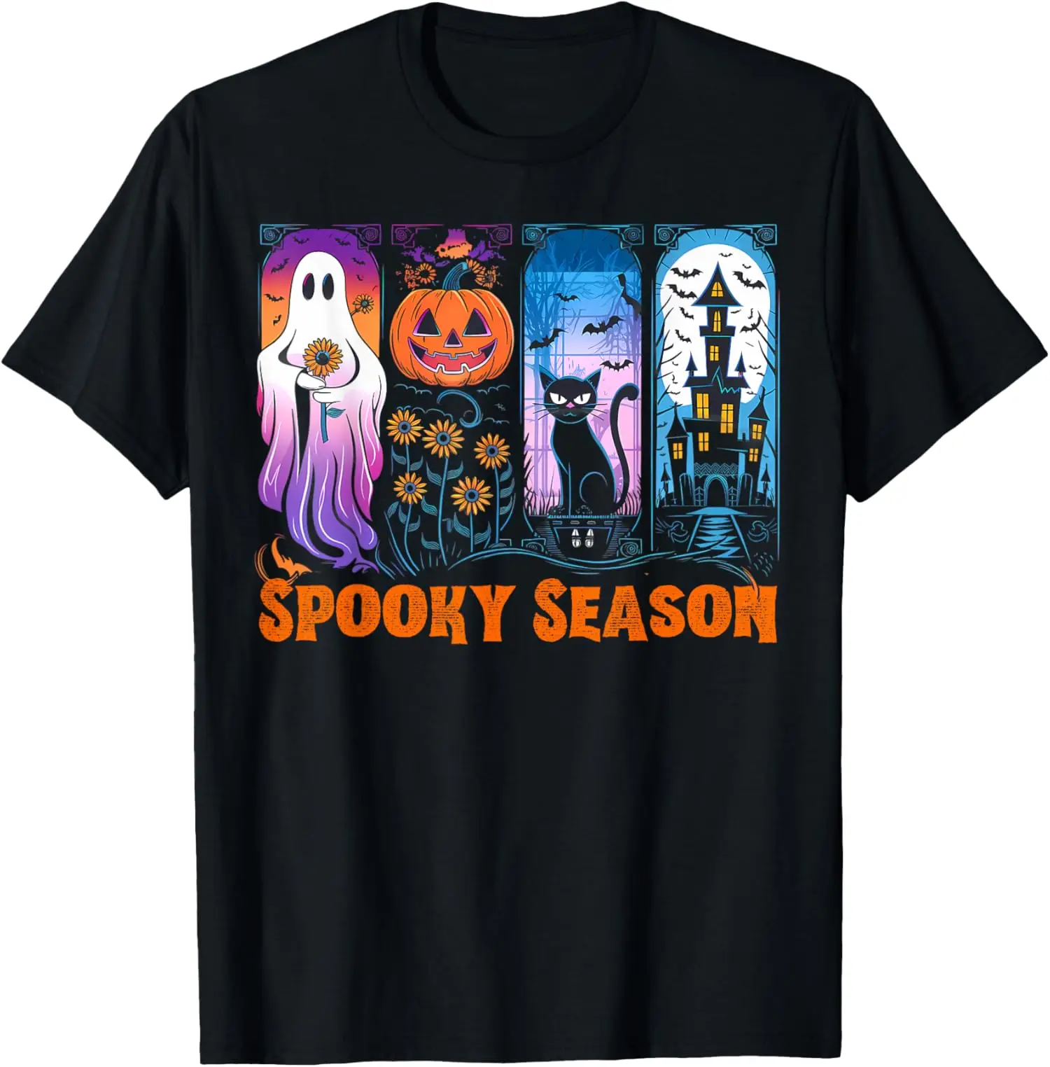 

Ретро Хэллоуин Ужасы Жуткий сезон Тематическая рубашка Унисекс Футболка Уличная одежда Свободная повседневная праздничная одежда с короткими рукавами