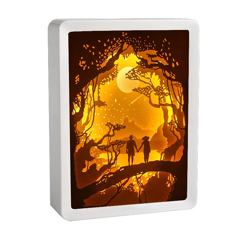 3D Paper Carving Night Lamp  Papercut Light Boxes Shadow Box Led Light