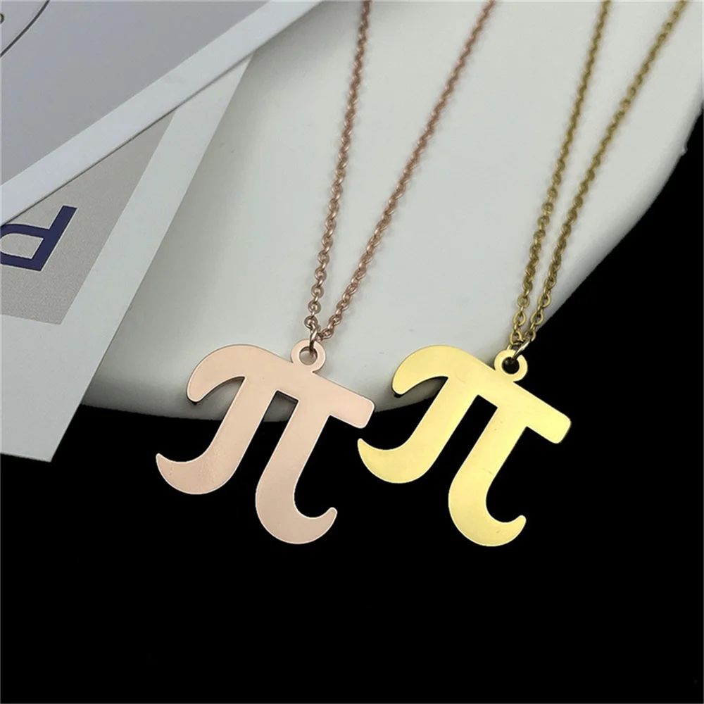 Mathematical Symbol PI π Pendant Necklace for Women Stainless steel Geometry Necklace Charm Fashion Collar Chain Unisex Jewelry