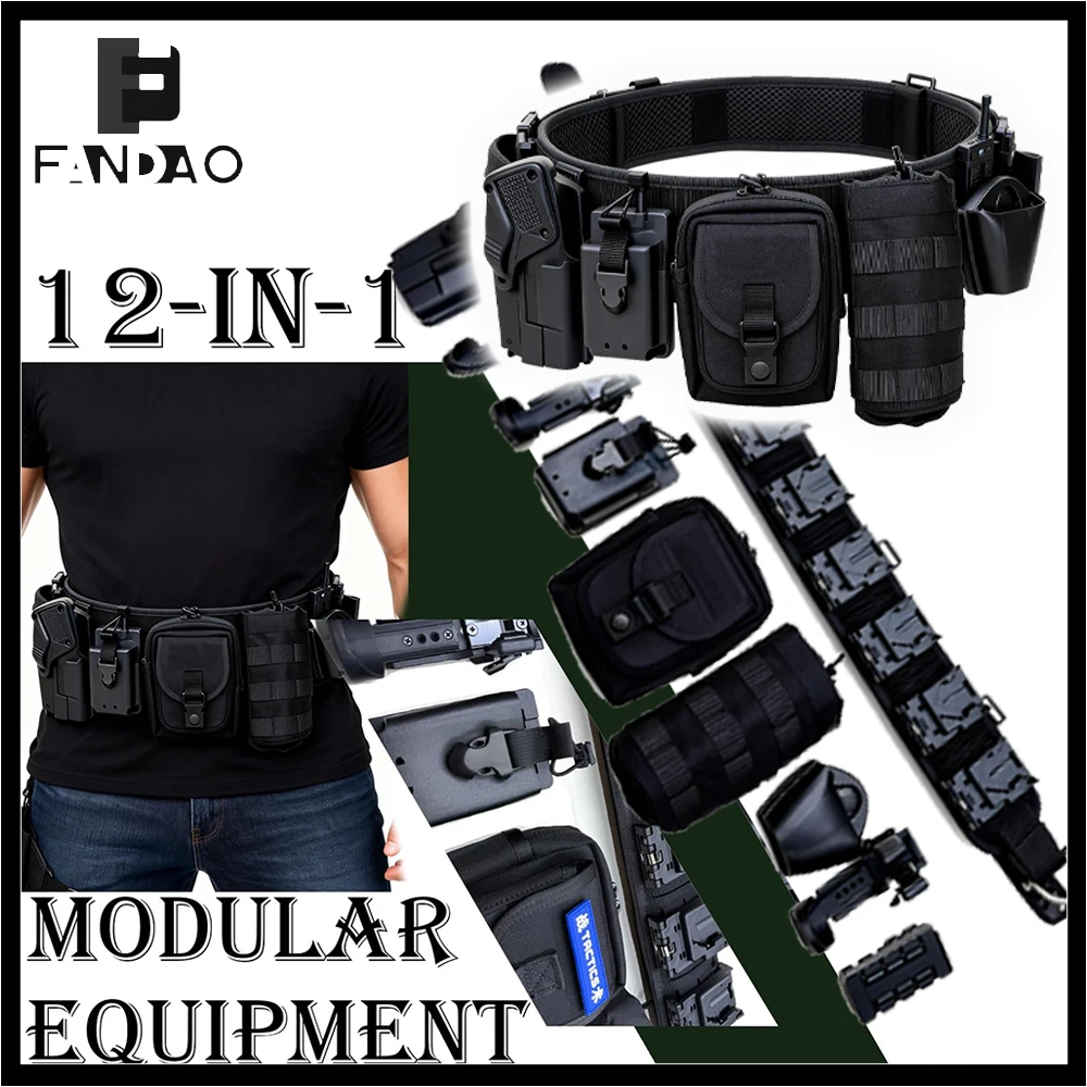 

Tactical Belt Set Airsoft Law Enforcement Modular 12 in 1 Belt Utility Battle Work Equipment for CS Hunting Paintball Shooting
