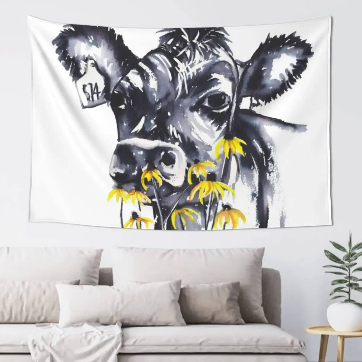 No worries - cow painting Tapestry Carpet On The Wall Home Decoration Aesthetic Room Decorations Tapestry