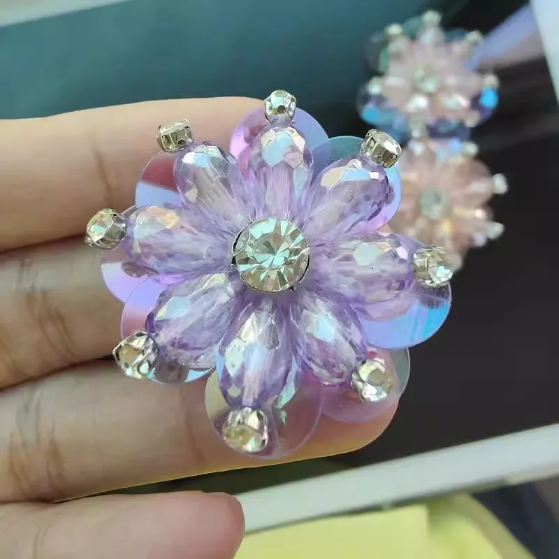 5Pcs/Lot Three dimensional bead water drill patch clothing shoes manual nail bead flower applique sequins bead piece decoration