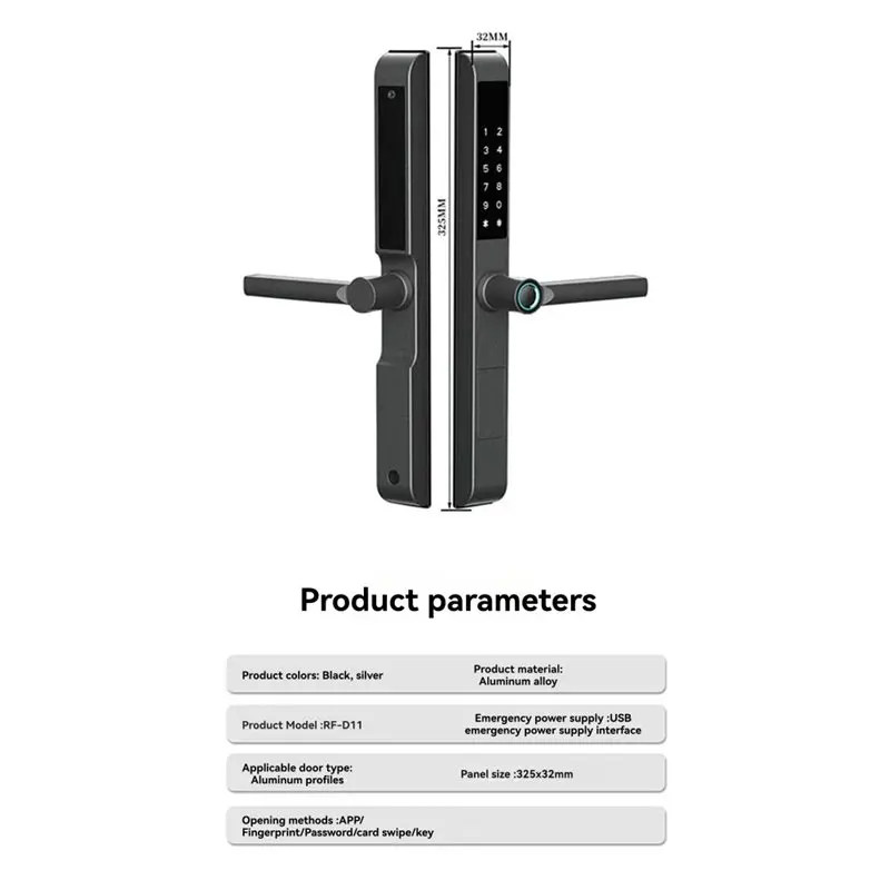A25P Double Side Waterproof Fingerprint Smart Door Lock 3.2CM Ttlock Aluminum IC Card Password Electronic Doors Locks 3585 B