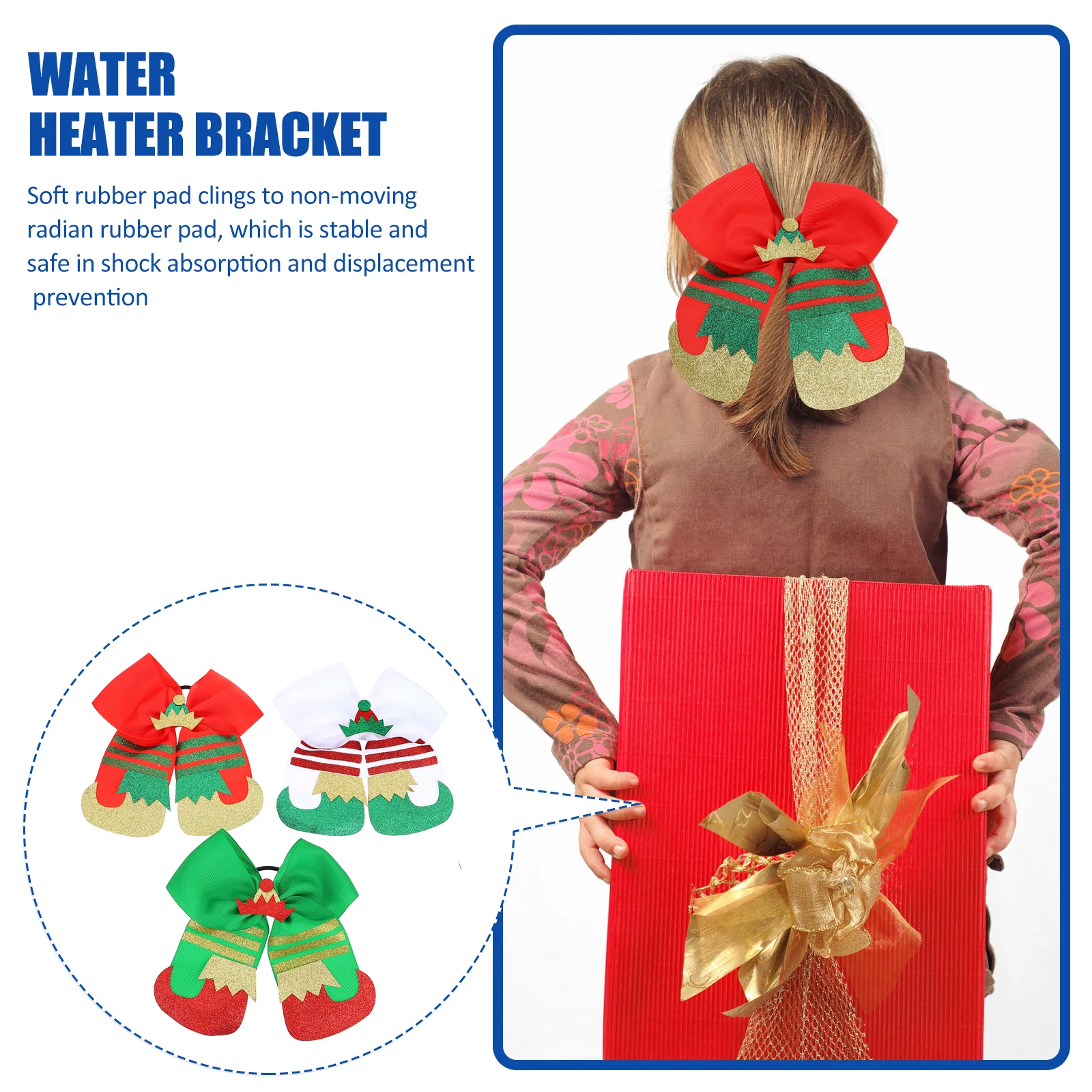 

3Pcs Christmas Hair Ropes Bow Hair Ties Elastic Ponytail Holders Kids Girls Scrunchies Daily Wear Ponytail Holder