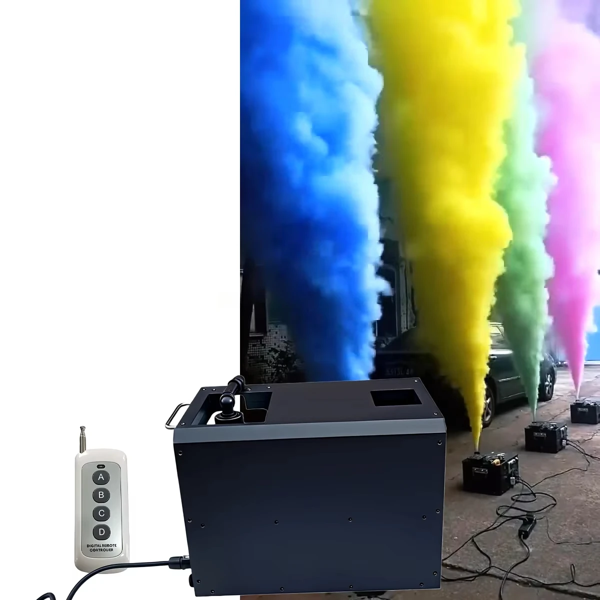 Super Powerful DMX Remote Control  SPRAY Color Fog Smoke Machine for Gender Reveal Stage Wedding Baby Shower Party