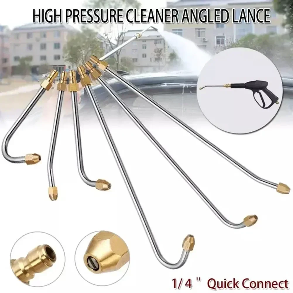 30 90 Degrees UShape Pressure Car Washer Angled Lance Extension Spray Wand Nozzle Stainless Steel Garden Cleaning Tools Durable