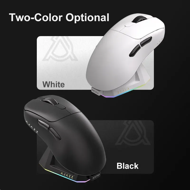 AJAZZ AJ179 PRO PAW3395 Lightweight Wired Wireless Mouse with Magnetic Charging Base Ergonomic Macro Gaming Mouse for PC Laptop