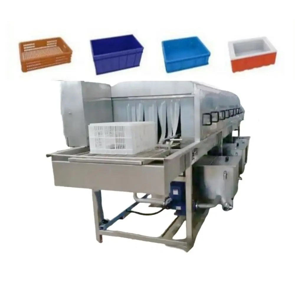 Continuous Food Tray Dishes Washing Machine Plastic Fruit Basket Washer Machine