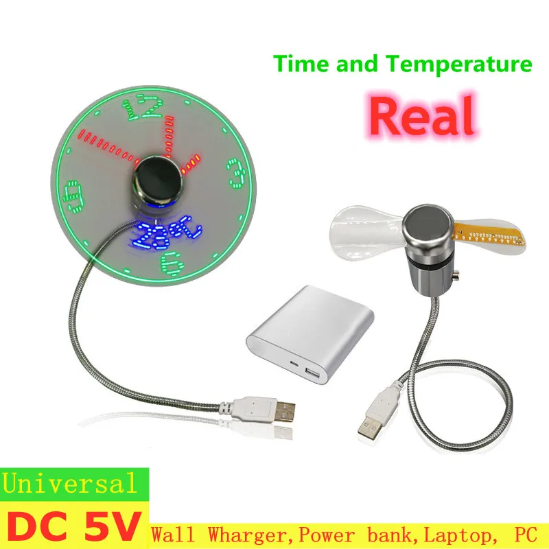 Usb Fan And Light Clock Portable Cooler Summer Fashion Universal DC 5V Mini Usb Fans 360 Degree Rotatable For Computer PC Laptop