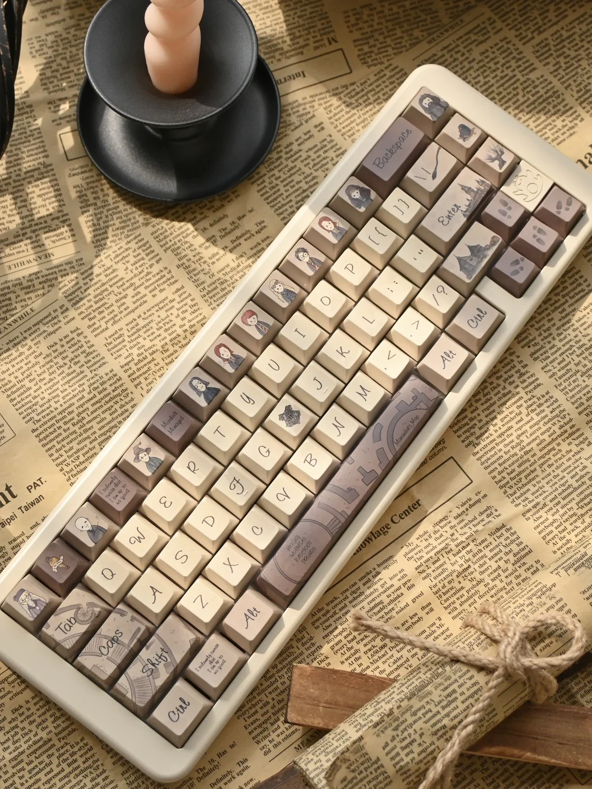 De Marauder'S Map Keycaps Cherry Kca Profiel Pbt Individualiteit Maatwerk Koffie Kleur Keycaps Voor Office Desktop Toetsenbord