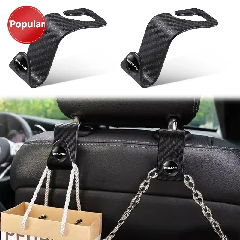 

# Крючок на заднее сиденье автомобиля из углеродного волокна, вешалка для хранения, крючки-органайзеры для Mercedes Benz AMG W124 W202 W203 W204 W210 W211, аксессуары