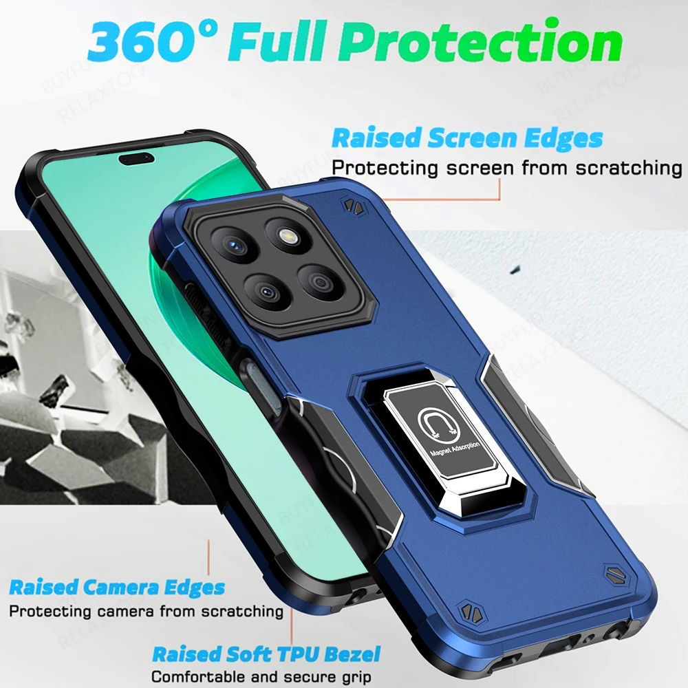 Heavy Duty Shockproof Armor Case For Honor X8b 4G Magnet Holder Ring Protect Funda On Honar Honer X8b X 8b X8 b HonorX8b 4G 2024