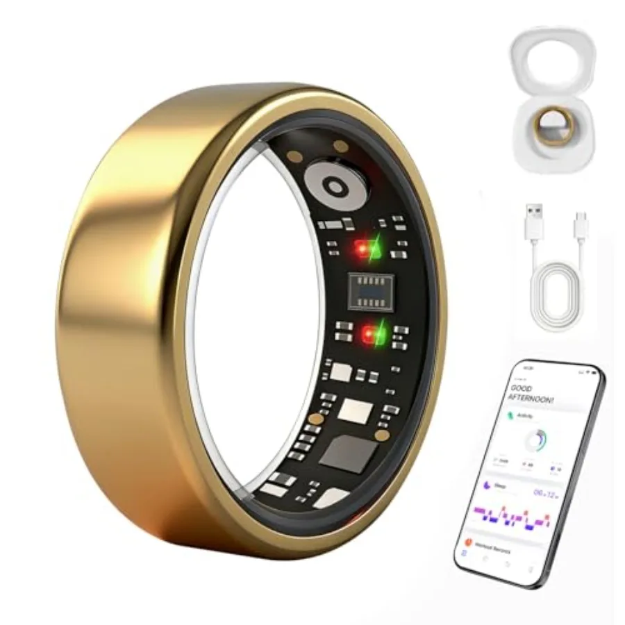 

Smart Ring Gen 3 for Men Women IP68 Waterproof Health Tracker Gold Activity Fitness Ring Sleep and Stress Monitoring No Subscri