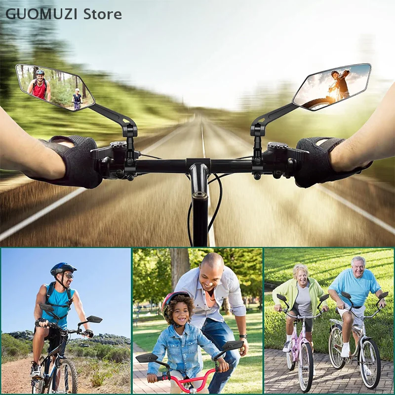 

Bike Rear View Mirror Reflector Adjustable Rotatable Handlebar Mirror Clear Rearview Electric Scooter Cycling Bicycle Accessorie
