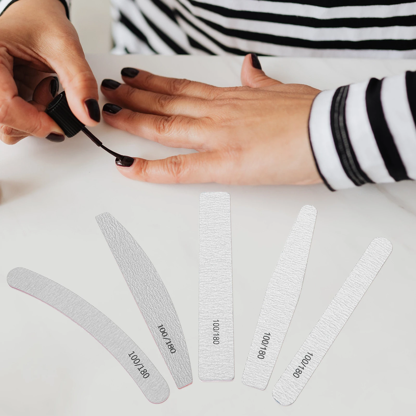 

10 шт., набор буферов для ногтей, алмазная пилочка для ногтей, расческа в форме полумесяца, прямоугольные круглые формы для натуральных накладных ногтей, маникюр, художественный салон, дом