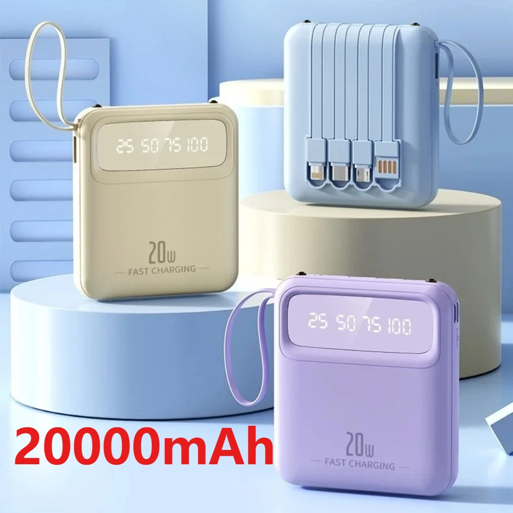 For xiaomi 20000mAh Digital Display Mini Power Bank 4 in1 Bu