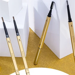 Lápiz de cejas de oro de 24k, resistente al agua, 0,3g, Natural, maquillaje de larga duración, resistente al sudor, 6 colores, doble extremo