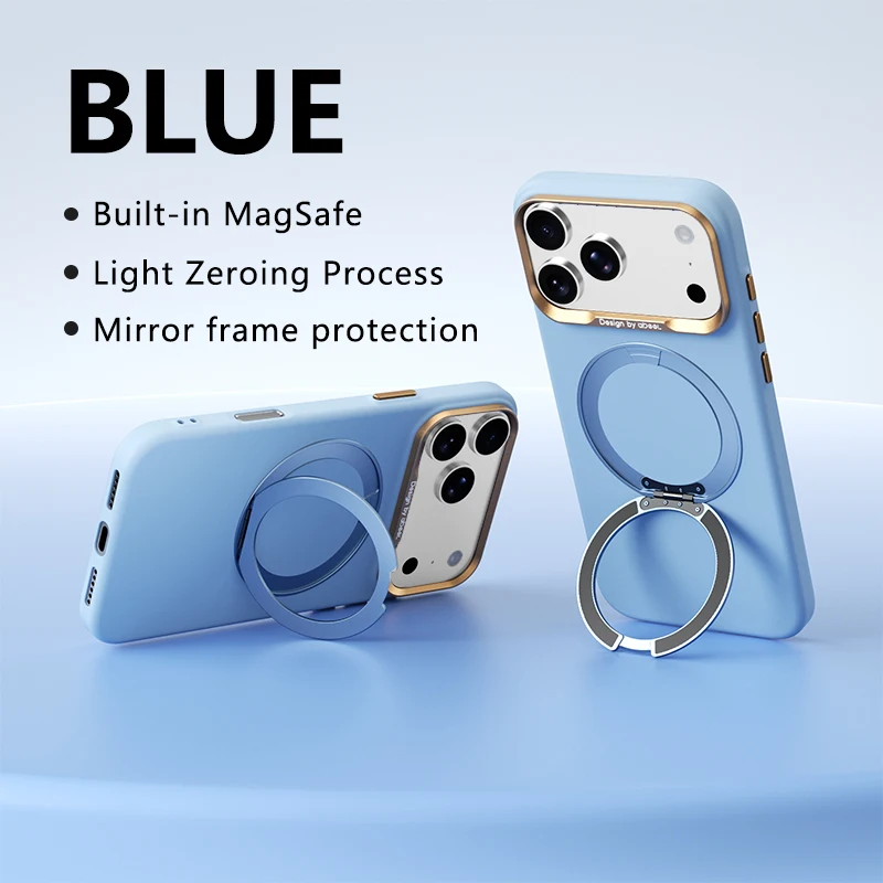 Étui de luxe rotatif à 360° avec béquille magnétique, toucher soyeux, antichoc pour iPhone 18 Pro Max 17 16, compatible MagSafe, protection fine pour objectif métallique