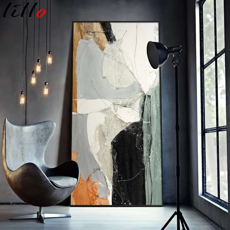 

Abstract line modern minimalist living room decoration painting porch aisle decoration painting vertical office abstract paint
