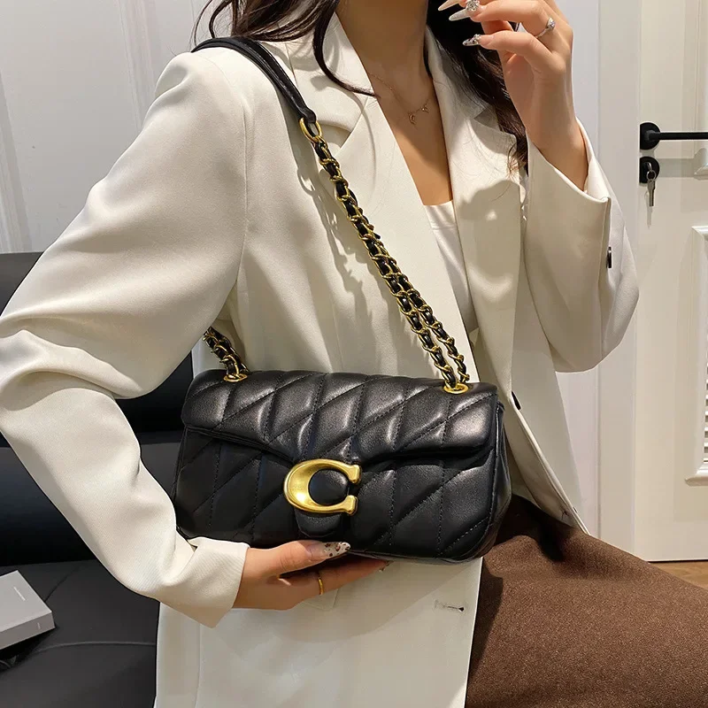 

2025 New C-Style Quilted Embroidered Bag - Women's High-Quality Chain Shoulder Crossbody Bag for Daily & Party