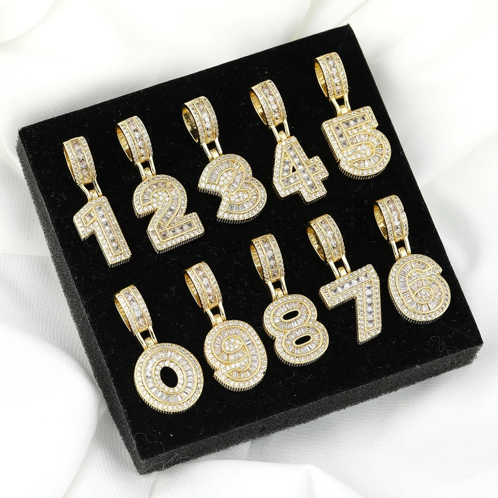 Juya 18K Real Gold Plated Big Hole Hooks Luxury Crown Letters 0-9 Arabic Number Charms For DIY Hip Hop Punk Jewelry Making