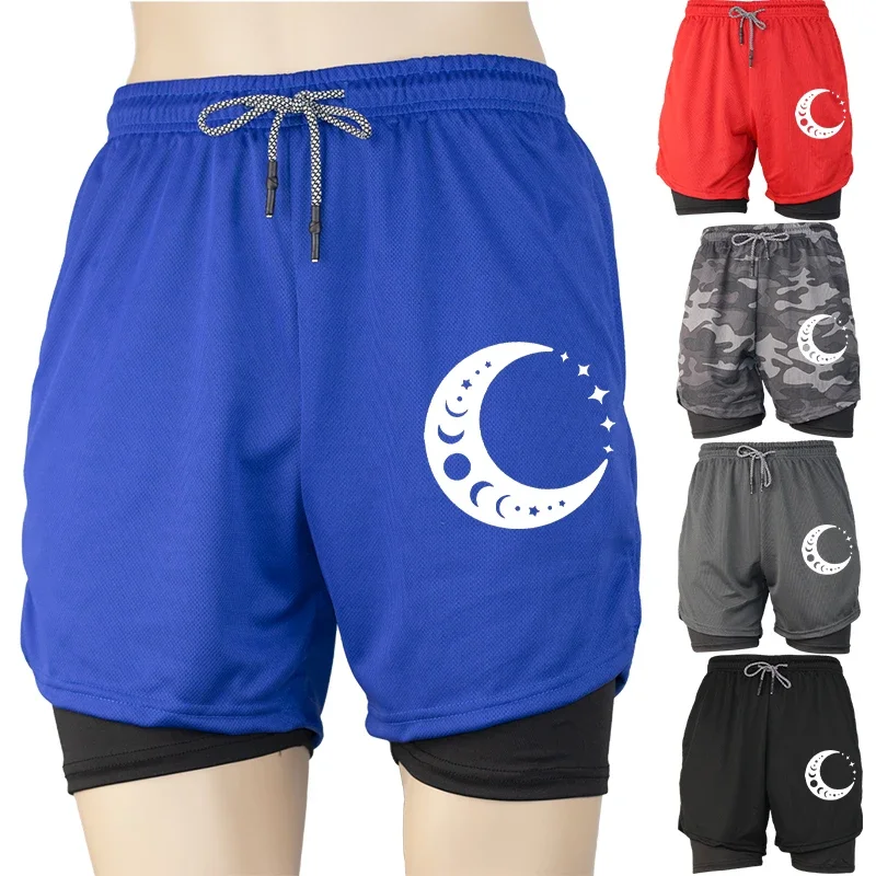 

Лучшие двухслойные тренировочные шорты для мужчин, однотонная подкладка для пляжного бега с принтом, дышащая быстросохнущая спортивная одежда для фитнеса и тренировок