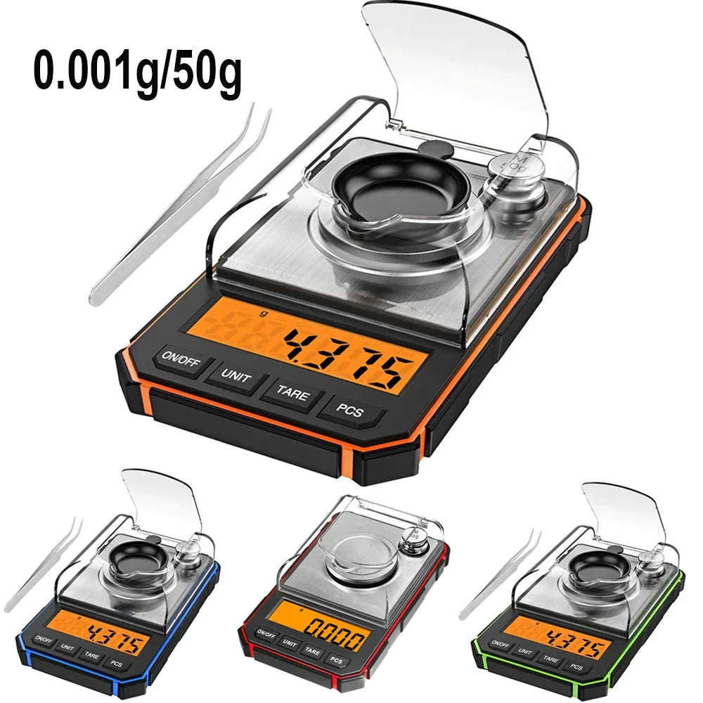 0.001g Digital Scale Portable Mini Precision Professional Pocket Scale Milligram 50g Calibration Weights Tool Batteries Included