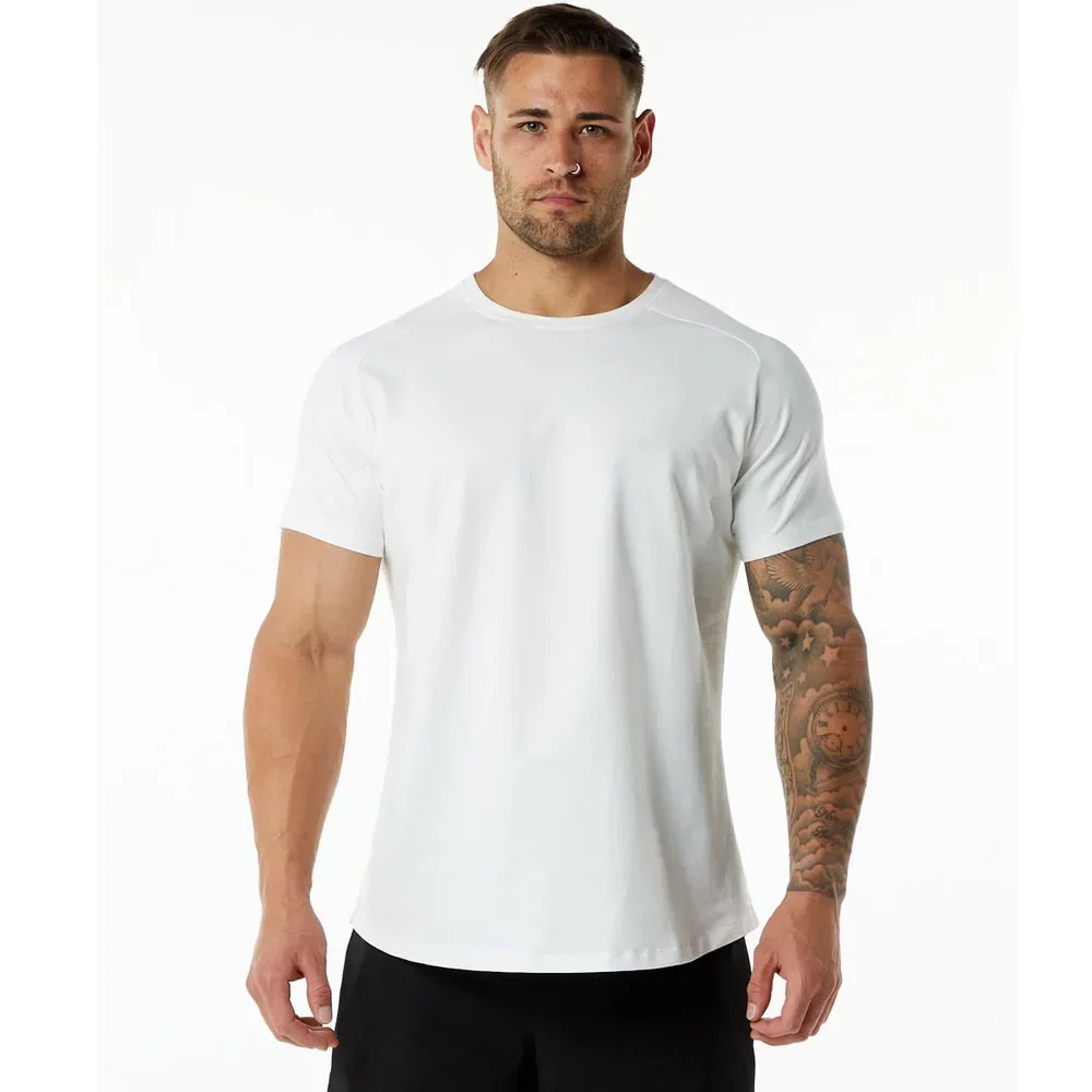 2024 New Summer Mens Fashion100% Cotton O-neck Tshirts Outdoor Casual Black White T Shirts Tops