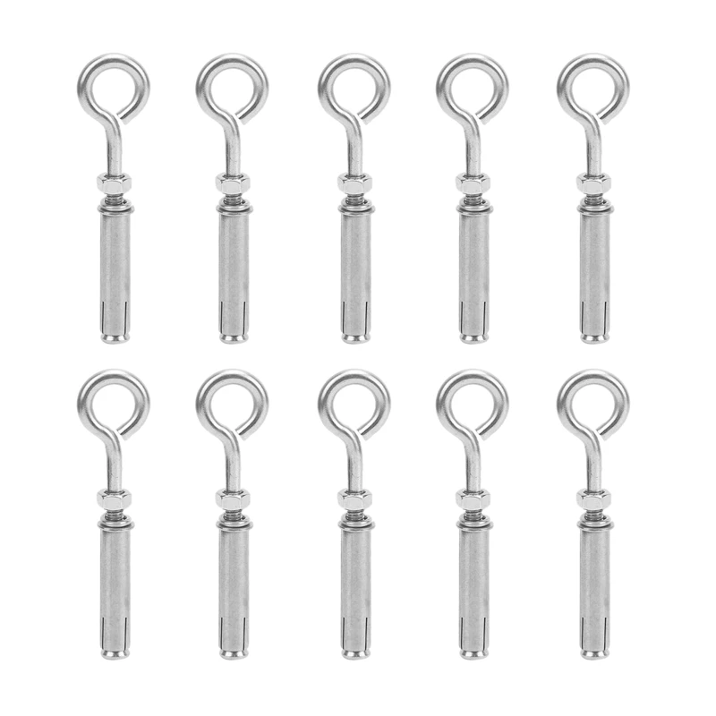 

10 Pcs M6x40mm Expansion Bolt Anchor Bolt 304 Stainless Steel Ring Lifting Anchor Eye Bolt Expansion Eyebolt